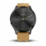 Часы Garmin VIVOMOVE HR черный оникс с светло-коричневым кожаным ремешком - Фото 3