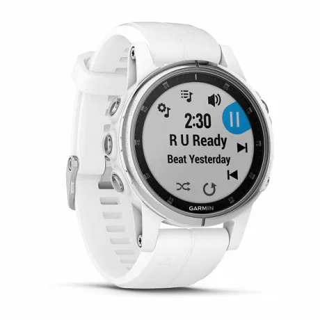 GPS-часы Garmin FENIX 5S PLUS SAPPHIRE белые с белым ремешком - Фото 5