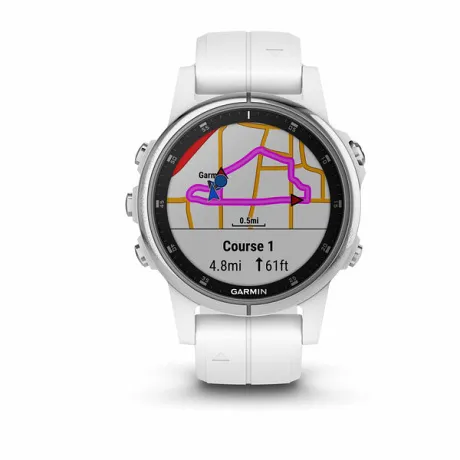 GPS-часы Garmin FENIX 5S PLUS SAPPHIRE белые с белым ремешком - Фото 8